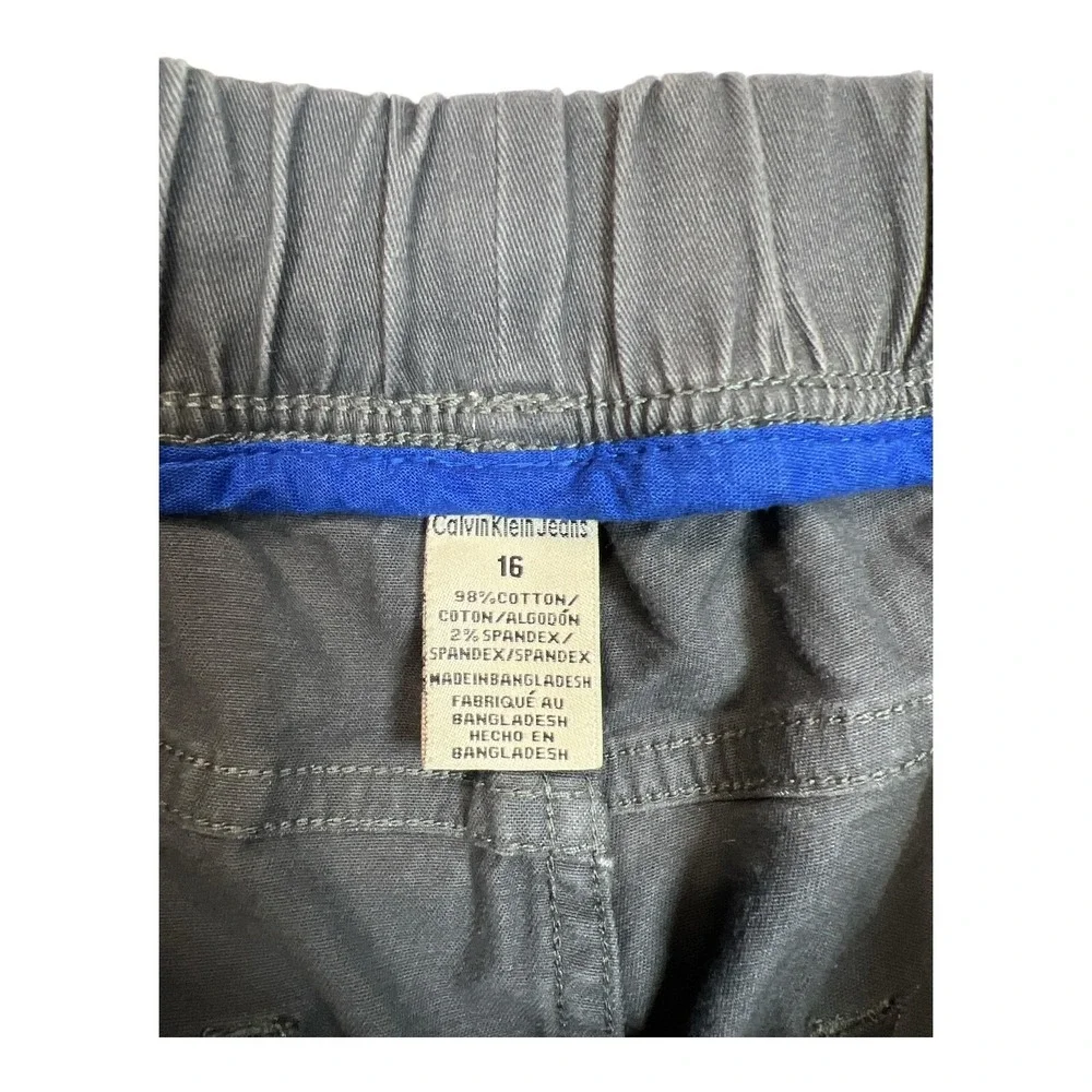 Calvin Klein Jeans Joggers Boys 16 Gray Excellent‎ Elastic Waist Cotton Blend